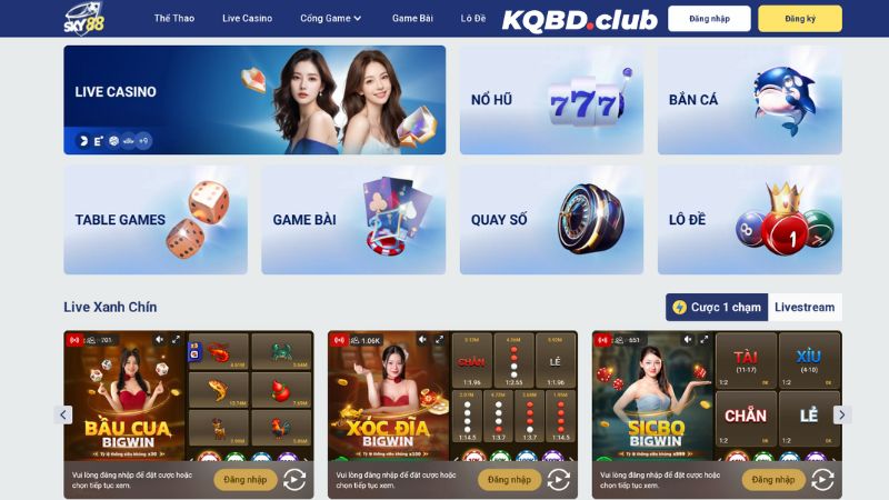 Giao diện ấn tượng người chơi từ khi mới truy cập vào trang web bởi thiết kế đẹp mắt